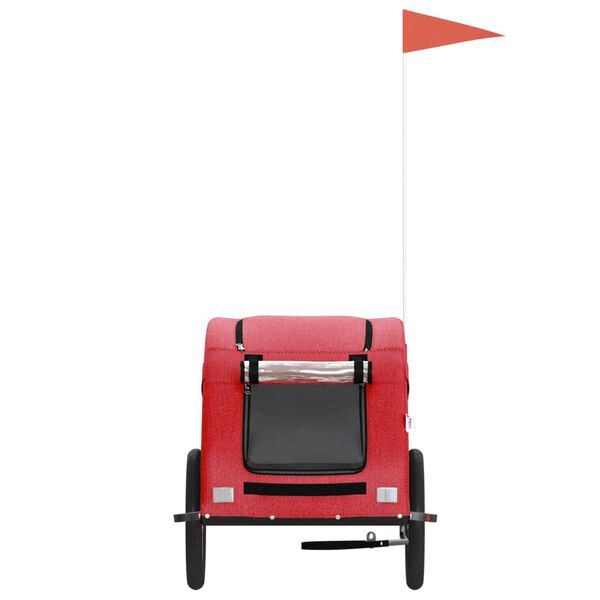 vidaXL Remorcă de bicicletă animale companie, roșu, textil oxford/fier