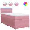 vidaXL Pat box spring cu saltea, roz, 90x200 cm, catifea