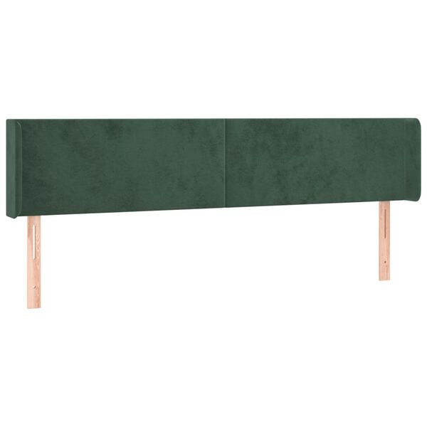 vidaXL Tăblie de pat cu aripioare verde &icirc;nchis 203x16x78/88 cm catifea