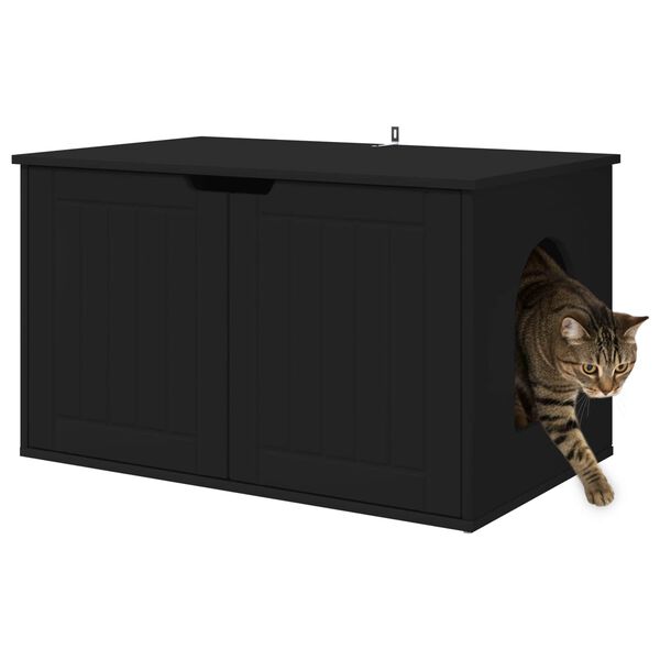 vidaXL Casa pentru pisici Negru 85 x 55 x 50,5 cm Lemn compozit