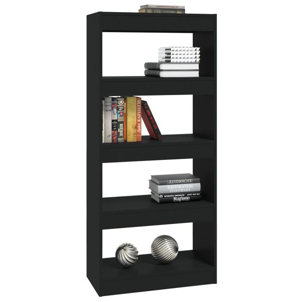 vidaXL Bibliotecă/Separator, negru, 60x30x135 cm, lemn prelucrat