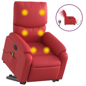 vidaXL Fotoliu electric masaj rabatabil cu ridicare, roșu