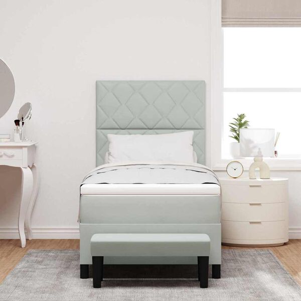 vidaXL Pat cu arcuri cu saltea Gri deschis 100 x 200 cm Catifea