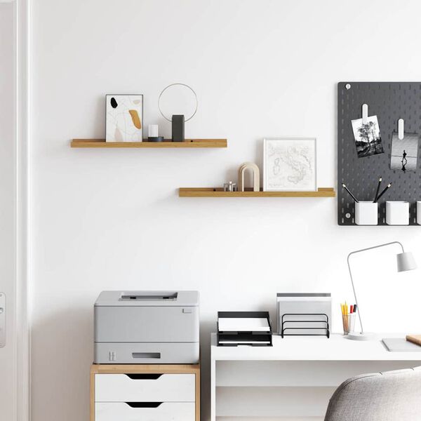 vidaXL Raft de perete cu raft 2 pcs Bej 60 x 9 x 3 cm Lemn compozit