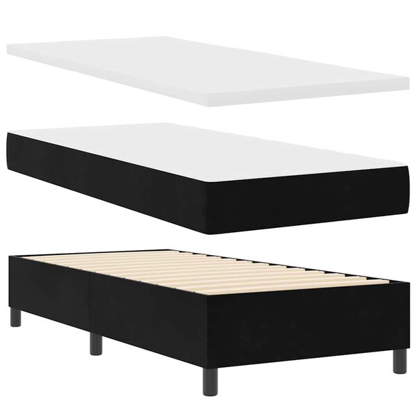 vidaXL Pat cu arcuri cu saltea cu headboard Negru 100 x 200 cm Catifea