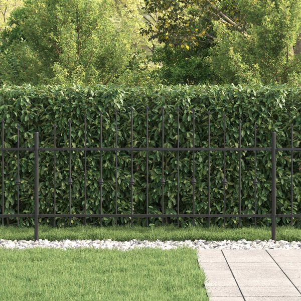 vidaXL Gard cu țărușe Negru 200 x 130 cm Oțel vopsit electrostatic