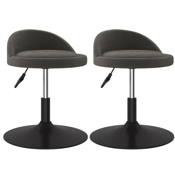 vidaXL Scaune de bucătărie pivotante, 2 buc, gri &icirc;nchis, catifea
