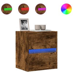 vidaXL Comodă TV de perete cu lumini LED, stejar fumuriu, 41x31x45 cm