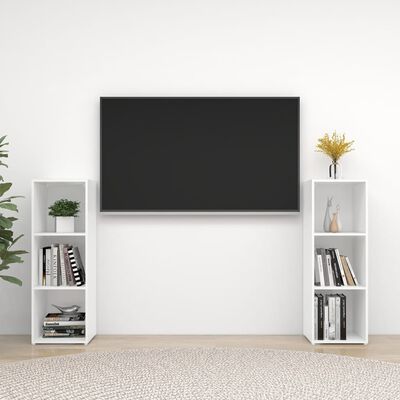 vidaXL Dulapuri TV 2 buc alb extralucios, 107x35x37 cm, lemn prelucrat