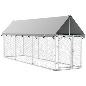 vidaXL Padoc pentru c&acirc;ini de exterior, cu acoperiș, 400x100x150 cm