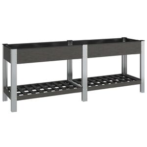 vidaXL Strat &icirc;nălțat de grădină cu raft, gri, 200x50x75 cm, WPC