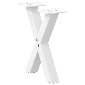 vidaXL Picioare pentru măsuță de cafea &icirc;n formă de X, 2 buc., alb, 30x(30-31) cm, oțel