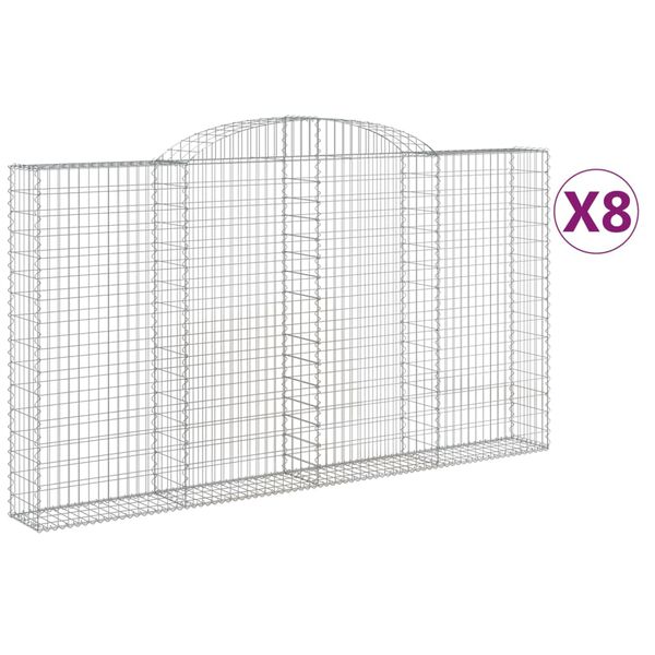vidaXL Coșuri gabion arcuite 8 buc. 300x30x160/180 cm fier galvanizat