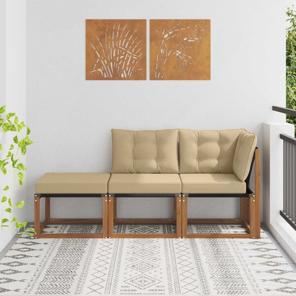 vidaXL Unități de canapea modulară de exterior 3 Bucată Natural și Bej