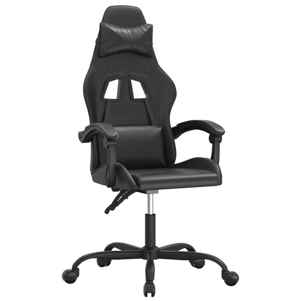 vidaXL Scaun de gaming pivotant, negru, piele ecologică
