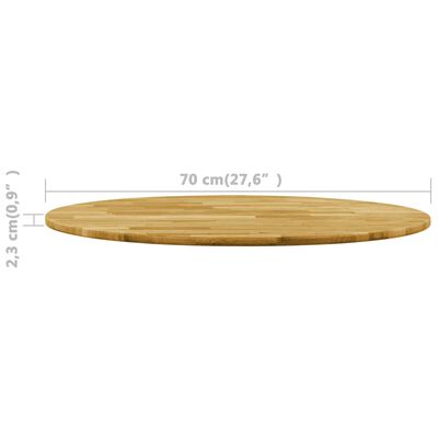 vidaXL Blat de masă, lemn masiv de stejar, rotund, 23 mm, 700 mm