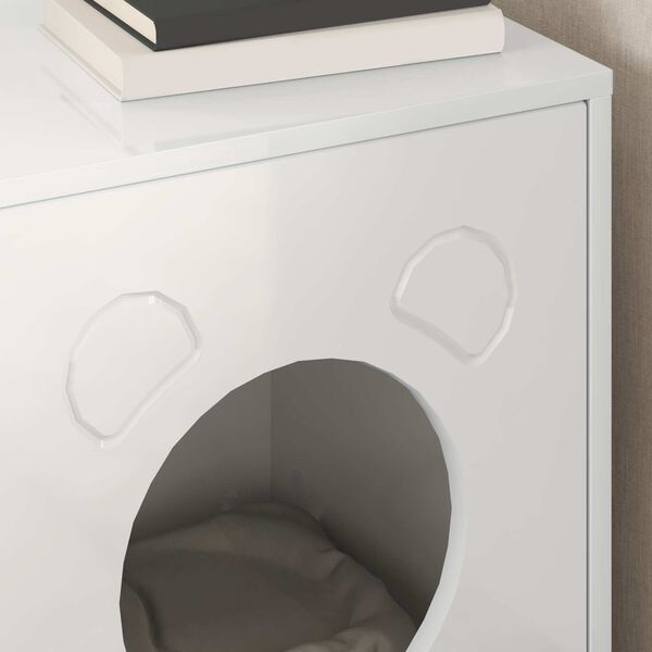 vidaXL Casa pentru pisici Alb Lucios 42,5 x 40 x 52,5 cm Lemn compozit