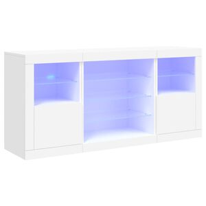vidaXL Servantă cu lumini LED, alb, 142,5x37x67 cm