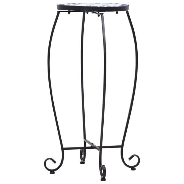 vidaXL Mese mozaic, 3 buc., albastru și alb, ceramică