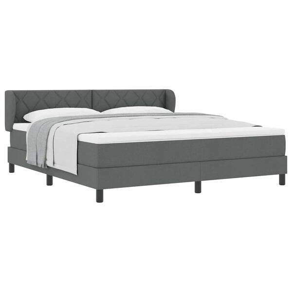 vidaXL Pat boxspring cu saltea Gri &icirc;nchis 180 x 200 cm țesătură