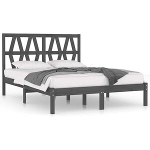 vidaXL Cadru de pat, gri, 200x200 cm, lemn masiv de pin