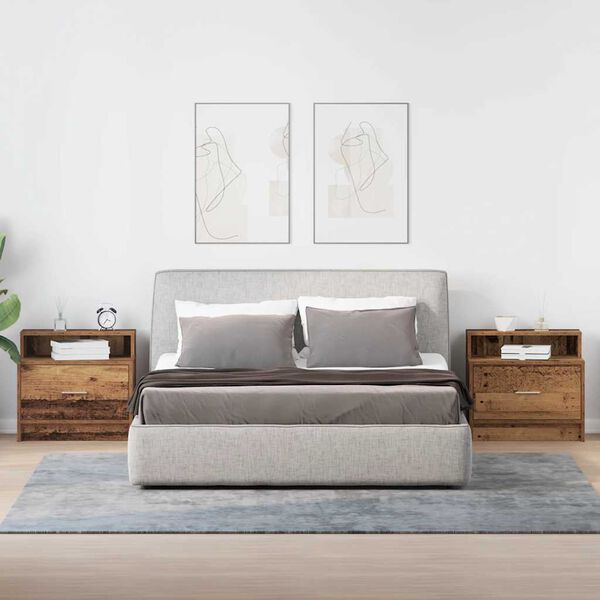 vidaXL Noptiere cu sertar 2 buc lemn vechi 51x31x47 cm