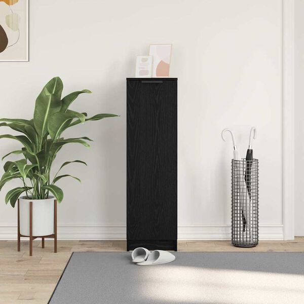 vidaXL Dulap pentru pantofi cu raft Stejar Negru 29,5 x 35 x 101 cm