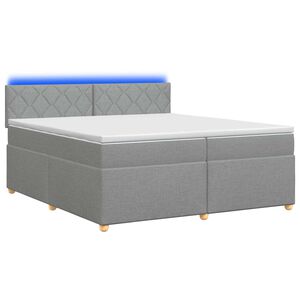 vidaXL Pat boxspring cu saltea Gri deschis 200 x 200 cm Țesătură