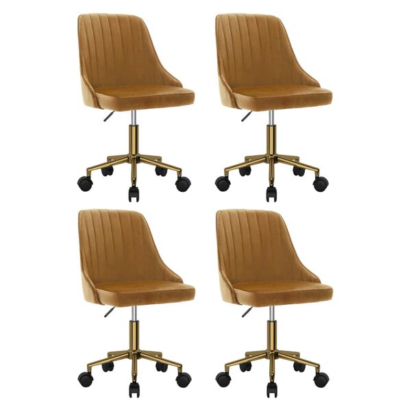 vidaXL Scaune de masă pivotante, 4 buc., maro, catifea