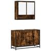 vidaXL Set mobilier de baie, 2 piese, stejar fumuriu, lemn prelucrat