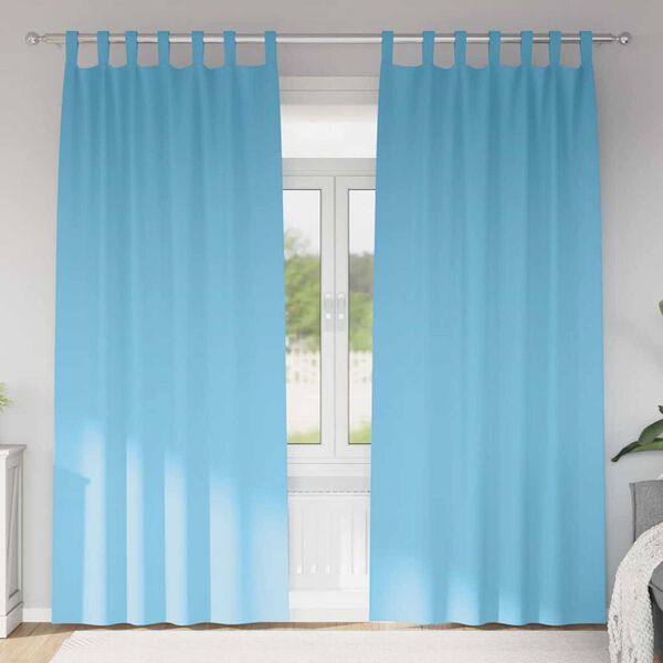 vidaXL Perdele Opaque cu Inel 2 pcs Albastru deschis 260 x 140 cm