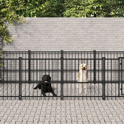 vidaXL Padoc pentru câini de exterior, 15,02 m², oțel