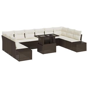 vidaXL Set de canapele pentru grădină 11 pcs Maro Rattan poli