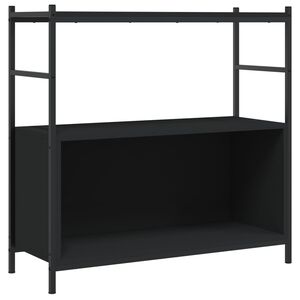 vidaXL Raft de cărți, negru, 80x30x78,5 cm, lemn prelucrat și fier