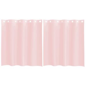 vidaXL Perdele Voile cu Oelii 2 buc Roz deschis 140x140 cm