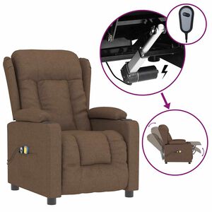 vidaXL Fotoliu de masaj electric, maro, material textil
