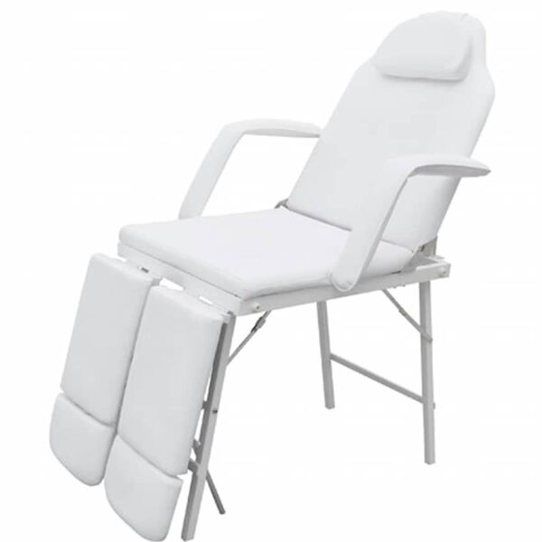 vidaXL Scaun tratament facial, piele artificială, 185x78x76 cm, alb