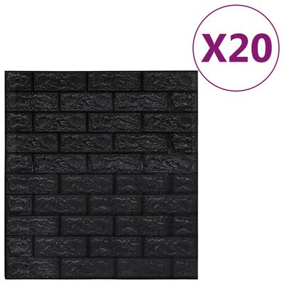 vidaXL Tapet de perete autocolant 3D, 20 buc., negru