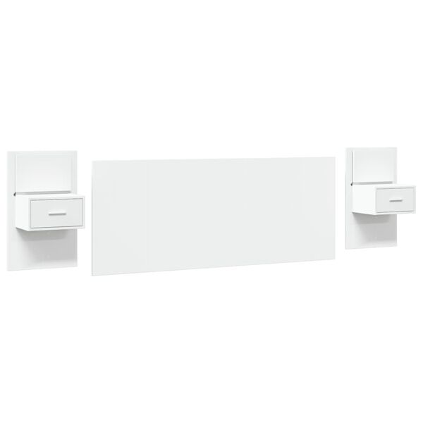 vidaXL Tăblie de pat cu dulapuri, alb, 200 cm, lemn prelucrat