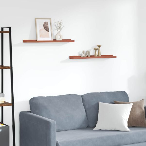 vidaXL Raft de perete cu raft 2 pcs Roșu 60 x 9 x 3 cm Lemn compozit