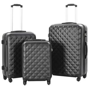 vidaXL Set valiză carcasă rigidă, 3 buc., negru, ABS