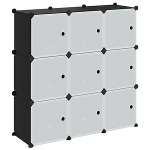 vidaXL Organizator cub de depozitare cu 9 cuburi și uși PP negru