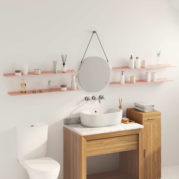 vidaXL Raft suspendat Pe perete 4 pcs Roz 100 x 18 x 2,5 cm Oțel