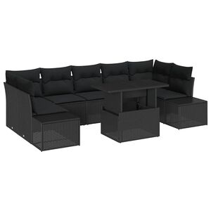 vidaXL Set de canapea cu pernă Manual 8 pcs Negru poliratan