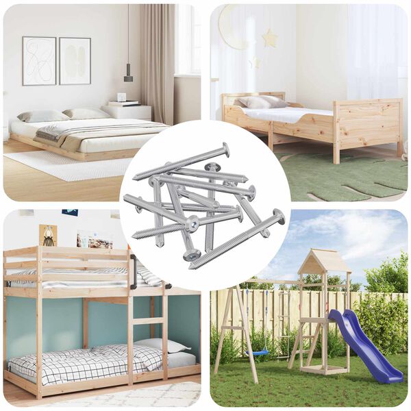 vidaXL Șuruburi pentru mobilă 12 pcs Argintiu M6 x 70 mm Oțel