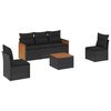 vidaXL Set mobilier de grădină cu perne, 6 piese, negru, poliratan
