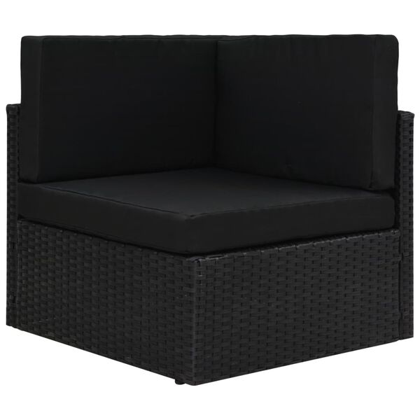 vidaXL Set mobilier de grădină, cu perne, 5 piese, negru, poliratan