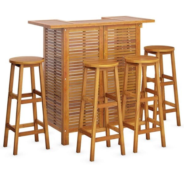 vidaXL Set mobilier de bar de grădină, 5 piese, lemn masiv de acacia