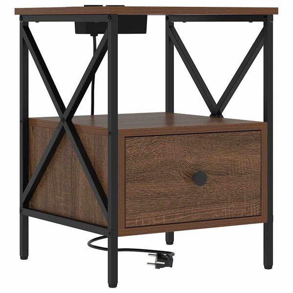 vidaXL Dulap de noapte Stejar &icirc;nchis 41,5 x 40,5 x 55 cm Lemn compozit