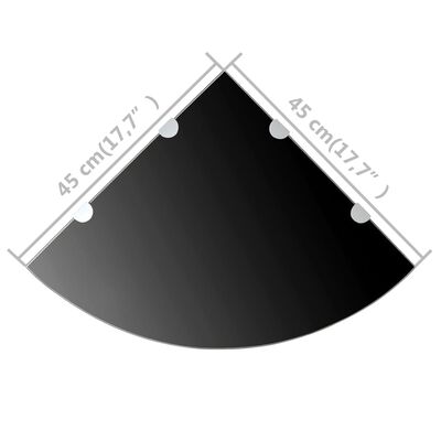 vidaXL Rafturi de colț cu suporturi crom 2 buc. negru 45x45 cm sticlă